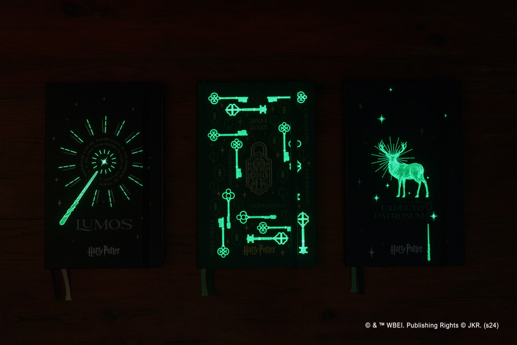 Above: Each notebook has glow-in-the-dark elements.