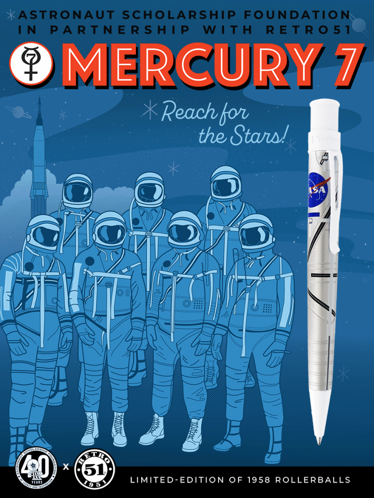 Above: The Mercury 7 pen is inspired by the silver spacesuits of the original astronauts.
